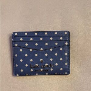 Kate Spade Blue and White Polka Dot Key Card Holder